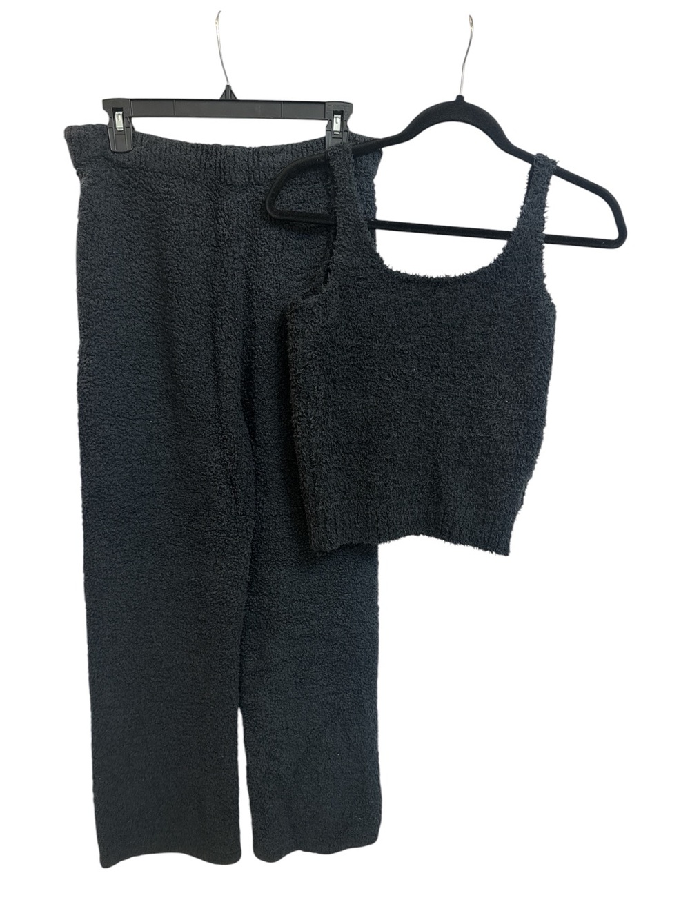 SKIMS Black Fuzzy Wide Leg Pants & Tank Set - Picture 2 of 7